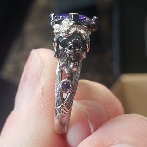 JEULIA Amethyst skull ring  sz 5 -.925 sterling silver